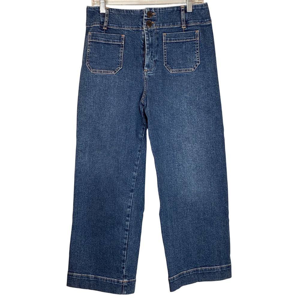 Boden Women's Jeans Primrose Patch Cropped Pockets Straight Leg Dark Wash W30R